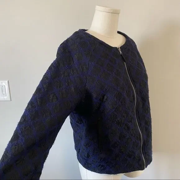 Anthropologie Madeleine Wool Lace  Bomber Jacket - Picture 6 of 12